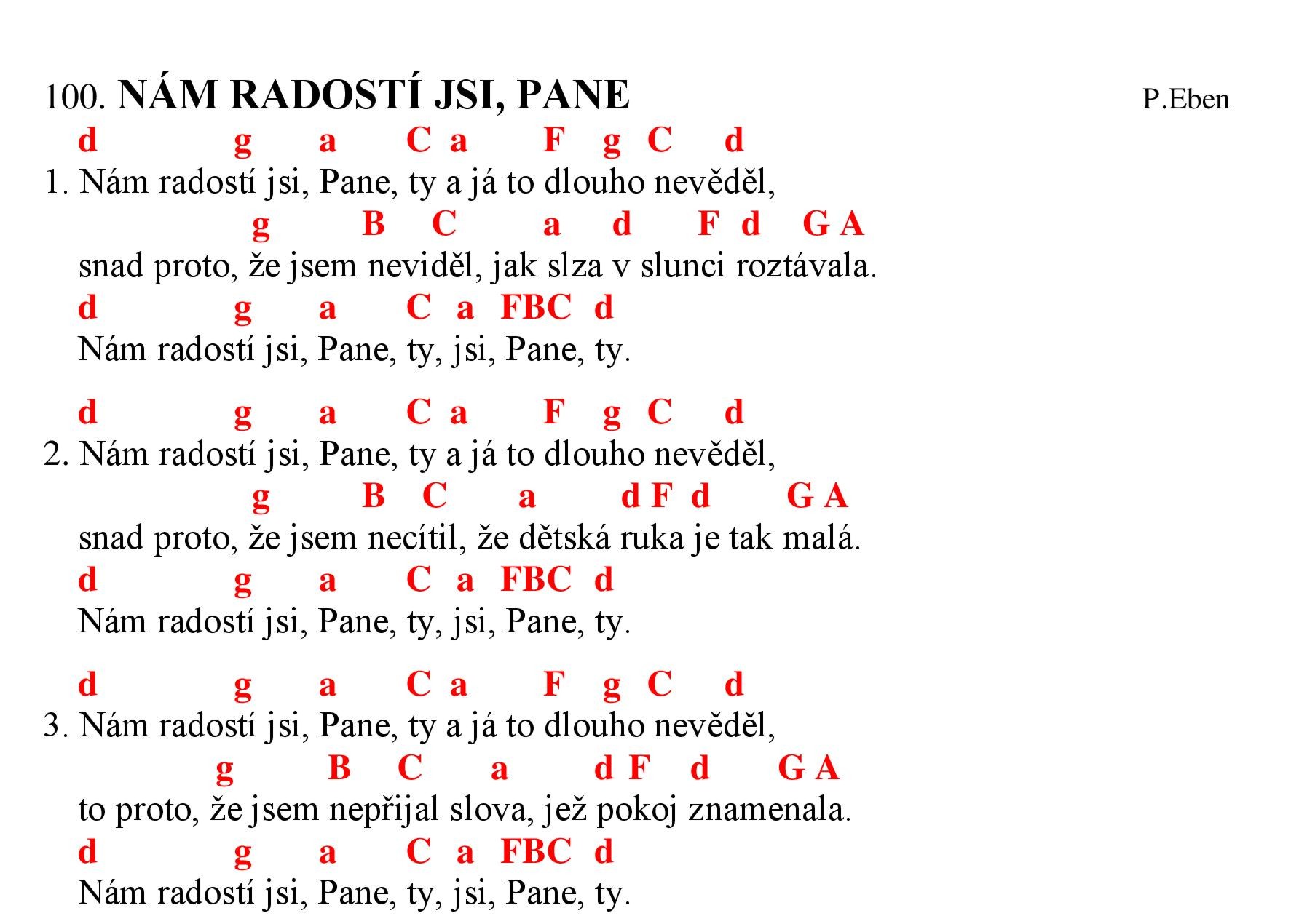 100 Nam radosti jsi Pane