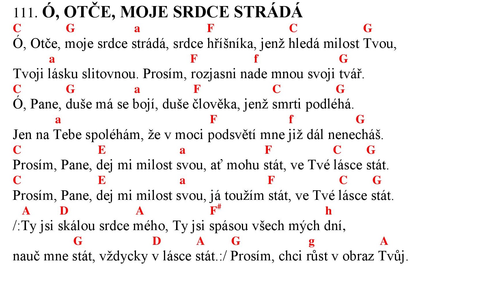 111 o Otce moje srdce strada