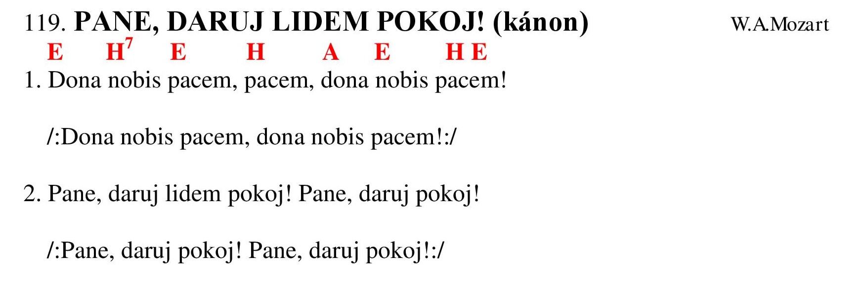 119 Pane daruj lidem pokoj