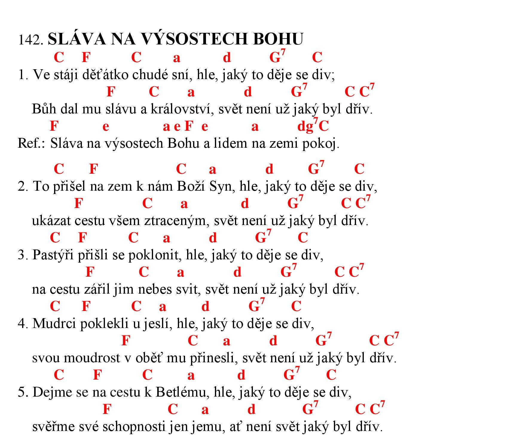 142 Slava na vysostech Bohu