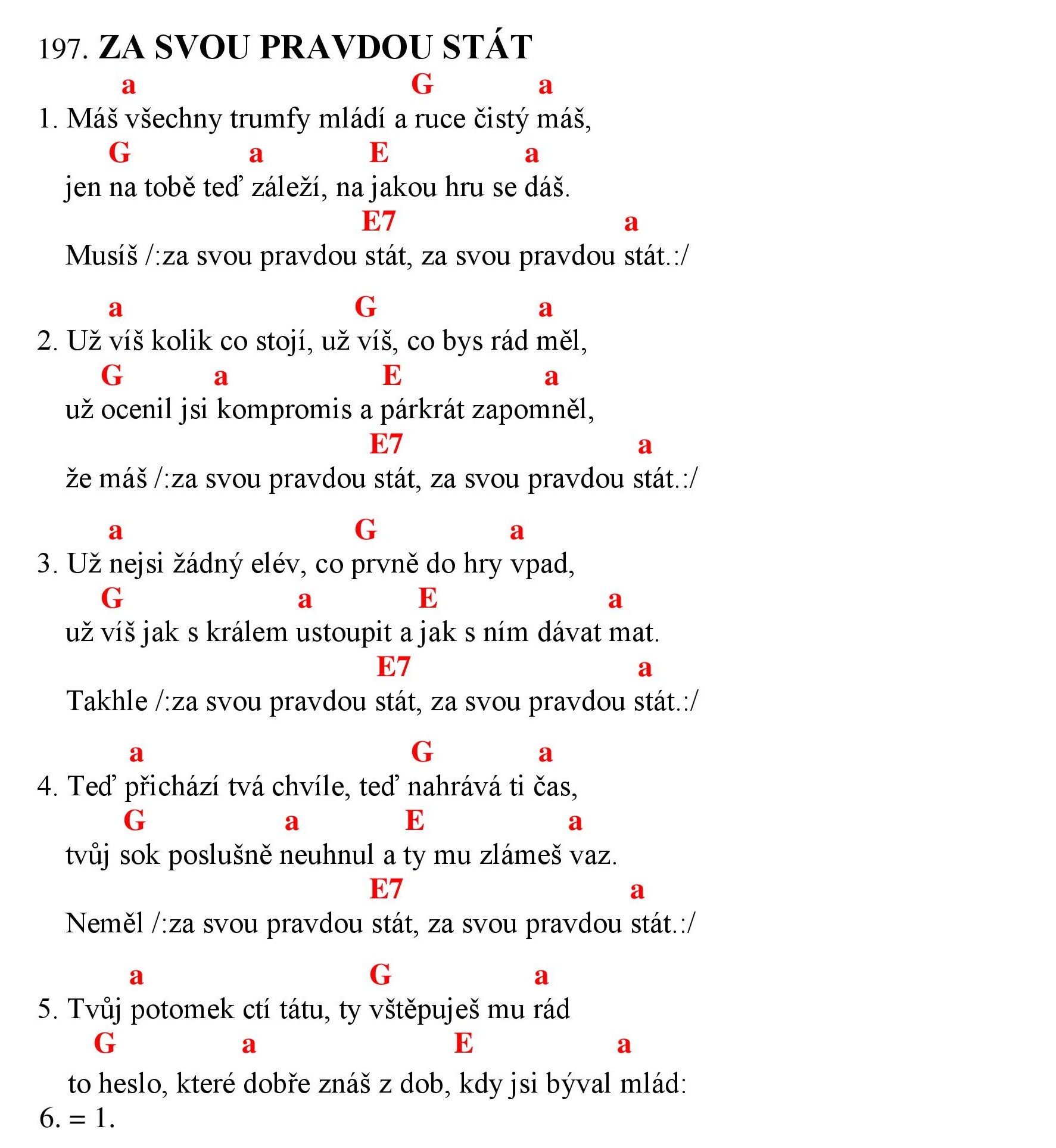197 Za svou pravdou stat