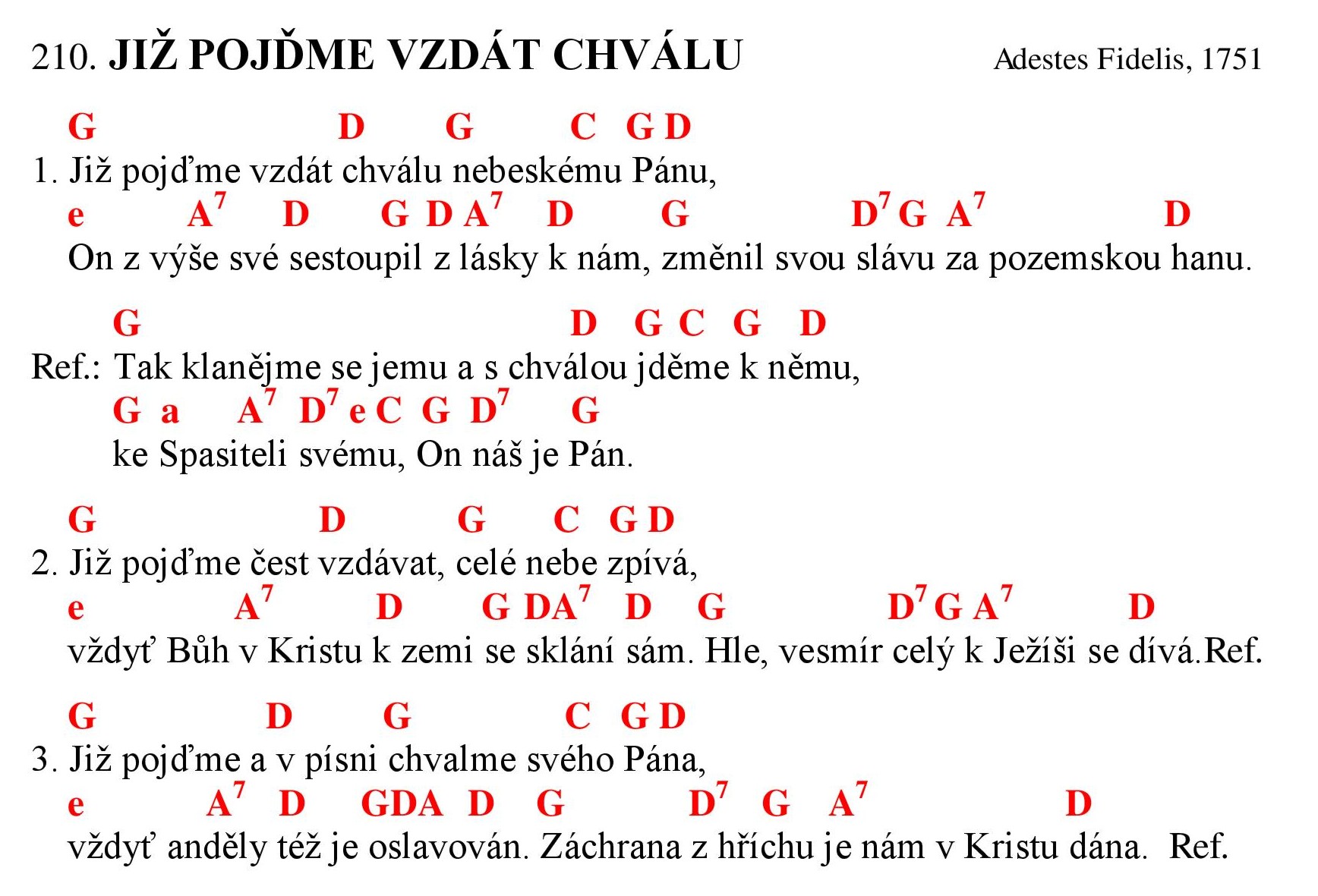 210 Jiz pojdme vzdat chvalu